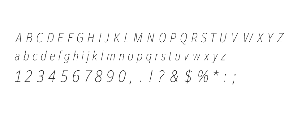 Clarimo UD PE Condensed ExtraLight Italic | 書体見本 | モリサワのフォント | 株式会社モリサワ