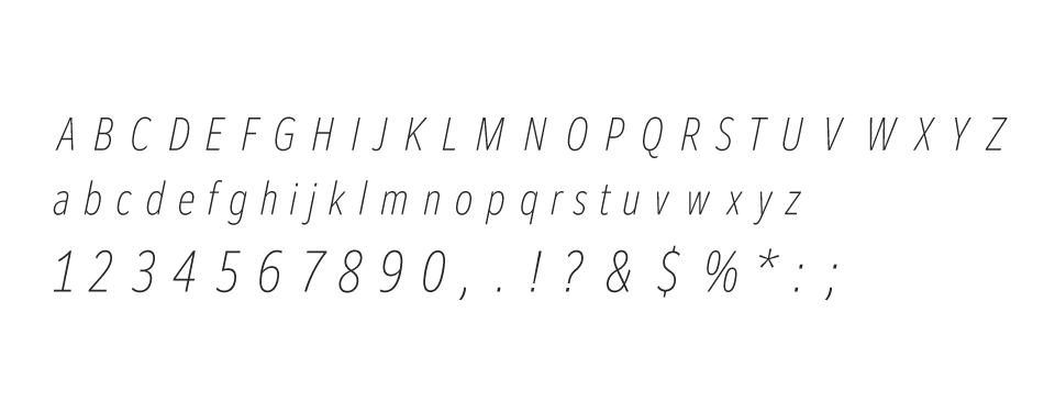 Clarimo UD PE Extra Condensed ExtraLight Italic | 書体見本 | モリサワのフォント ...